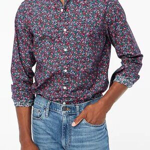 NWT- JCrew Mens Slim Untucked printed flex casual shirt- Antique Navy Multi XXL
